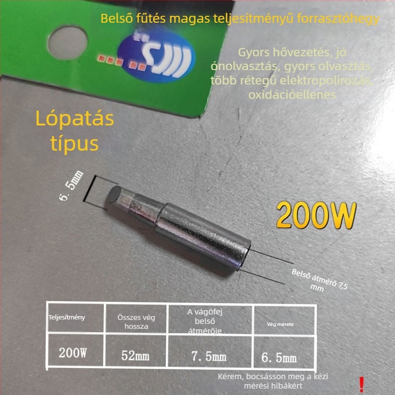 Állítható hőmérsékletű 200W-os forrasztópáka, 220V bemeneti feszültség, ipari osztályú gyors felmelegedés