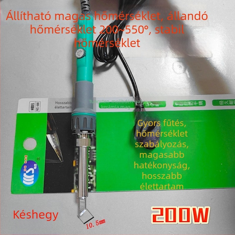 Állítható hőmérsékletű 200W-os forrasztópáka, 220V bemeneti feszültség, ipari osztályú gyors felmelegedés