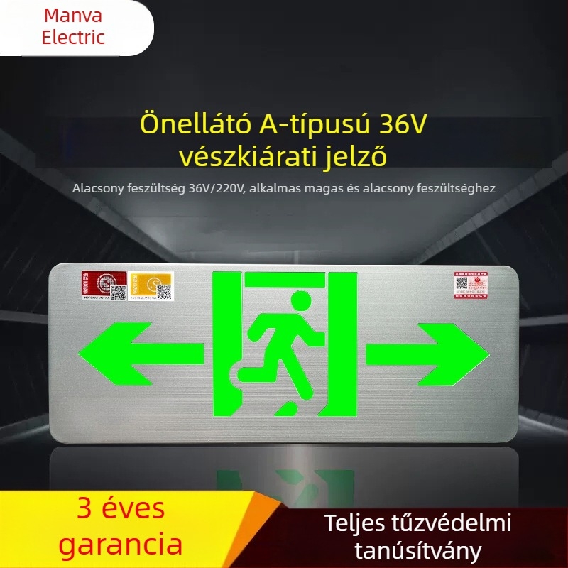 Minhua Tűzvédelmi Vészvilágítás – Kijárati Jelzéssel, Felületre Szerelt, 36V, Modell Minhua 36-220V