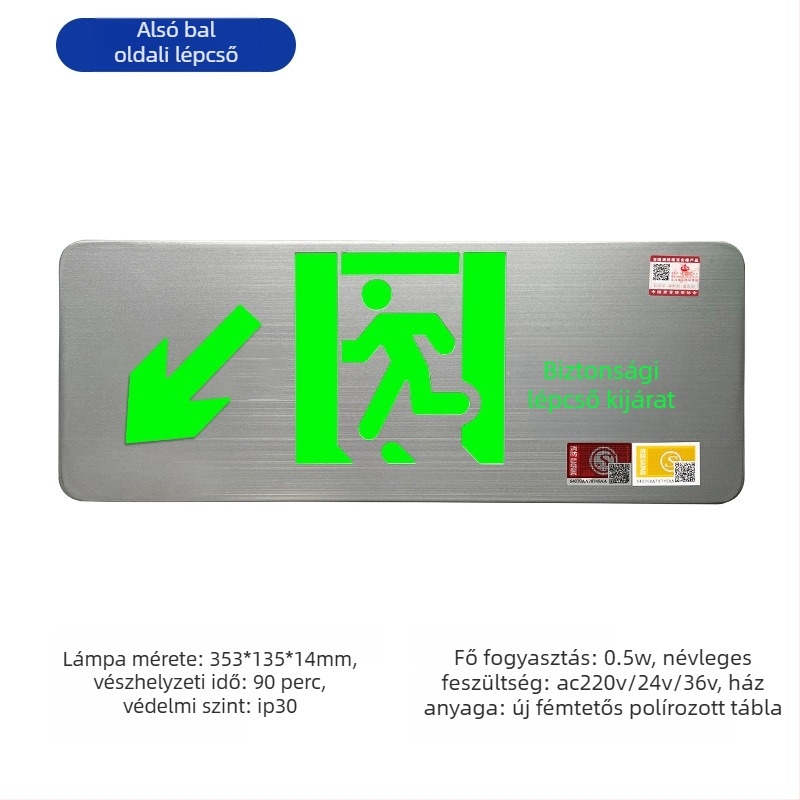 Minhua Tűzvédelmi Vészvilágítás – Kijárati Jelzéssel, Felületre Szerelt, 36V, Modell Minhua 36-220V