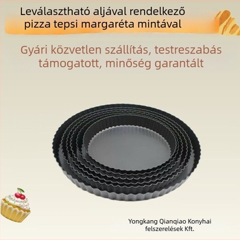 Kör alakú sütőforma mozgatható alappal, krizantém mintás pie- és tortaforma – szénacélból, nem tapadó bevonattal