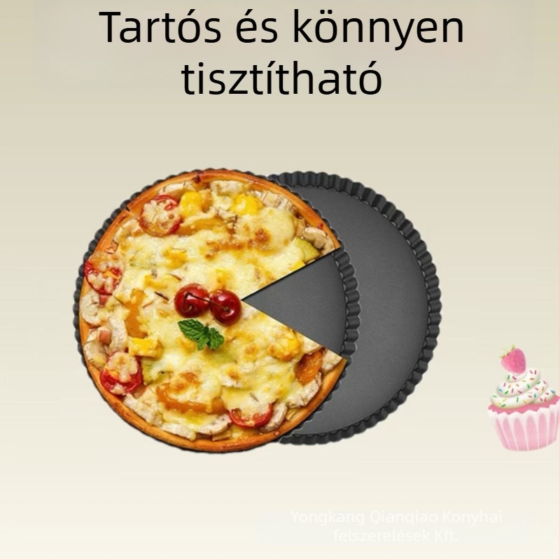 Kör alakú sütőforma mozgatható alappal, krizantém mintás pie- és tortaforma – szénacélból, nem tapadó bevonattal