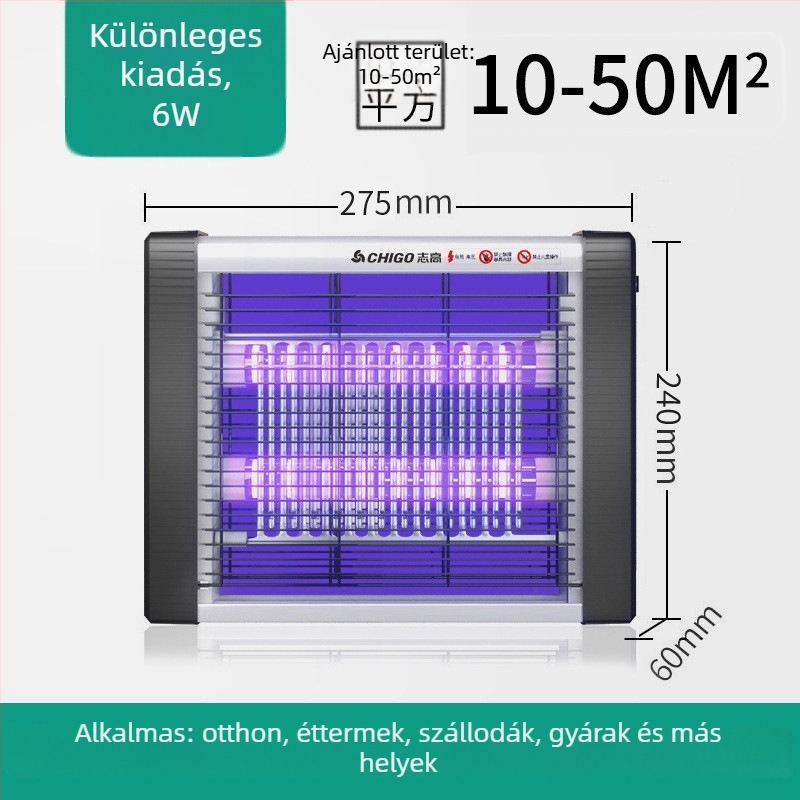 LED lámpa szúnyog- és legyek elleni, hálózati csatlakoztatással, ABS ház, modell ZG-W23, lefedettség 61 m² felett