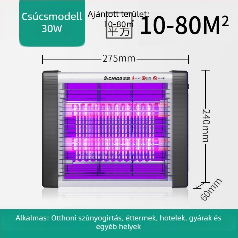 LED lámpa szúnyog- és legyek elleni, hálózati csatlakoztatással, ABS ház, modell ZG-W23, lefedettség 61 m² felett