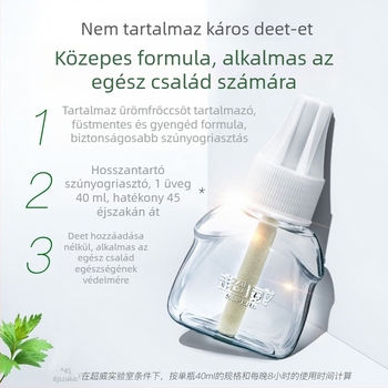 Elektromos szúnyogriasztó folyadék – Mugwort illatú, enyhe formula, egy üveg, 24 darab a dobozban, Növényvédő szer regisztrációs szám Wp20120071.