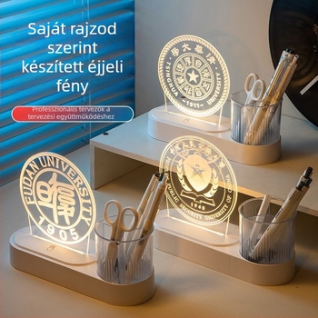 Kép alapján készült forgó tolltartó, akril éjjeli fény, kreatív asztali dísz, diákoknak és vállalati ajándékokhoz