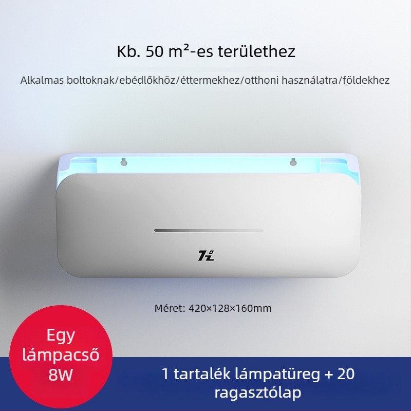 Fali szerelhető szúnyogirtó lámpa éttermeknek, szállodáknak és üzleteknek — ragadós csapda, Modell: HZ-MY08, Üveglámpa cső, 220V, Színmelegítés 2000–3000K, Engedélyezett magánmárkák: Igen