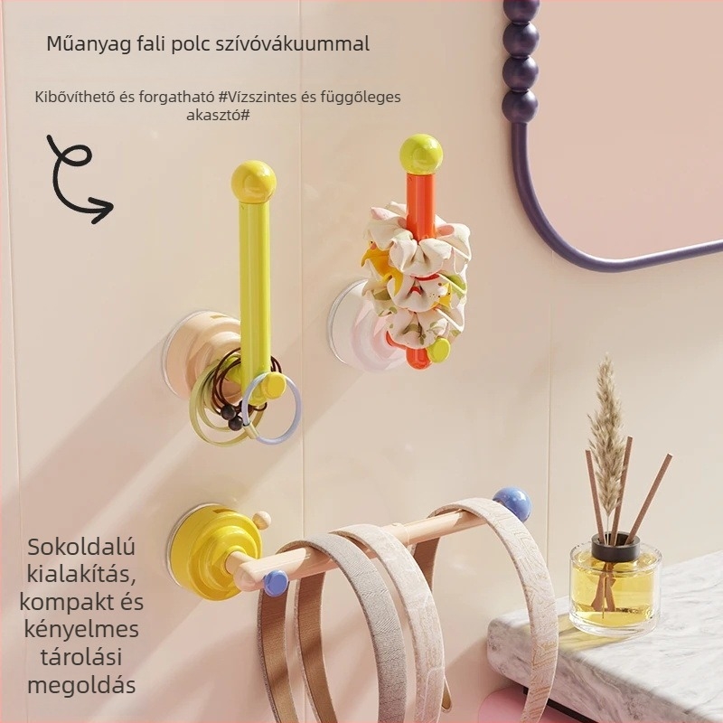 Függőleges hajgumija tároló ékszerállvány, műanyag, falra szerelhető, 1 szint, kreatív stílus