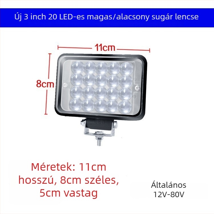Autófényszóró 144 W, 12 V, 10560 lm, alumíniumötvözet és PC