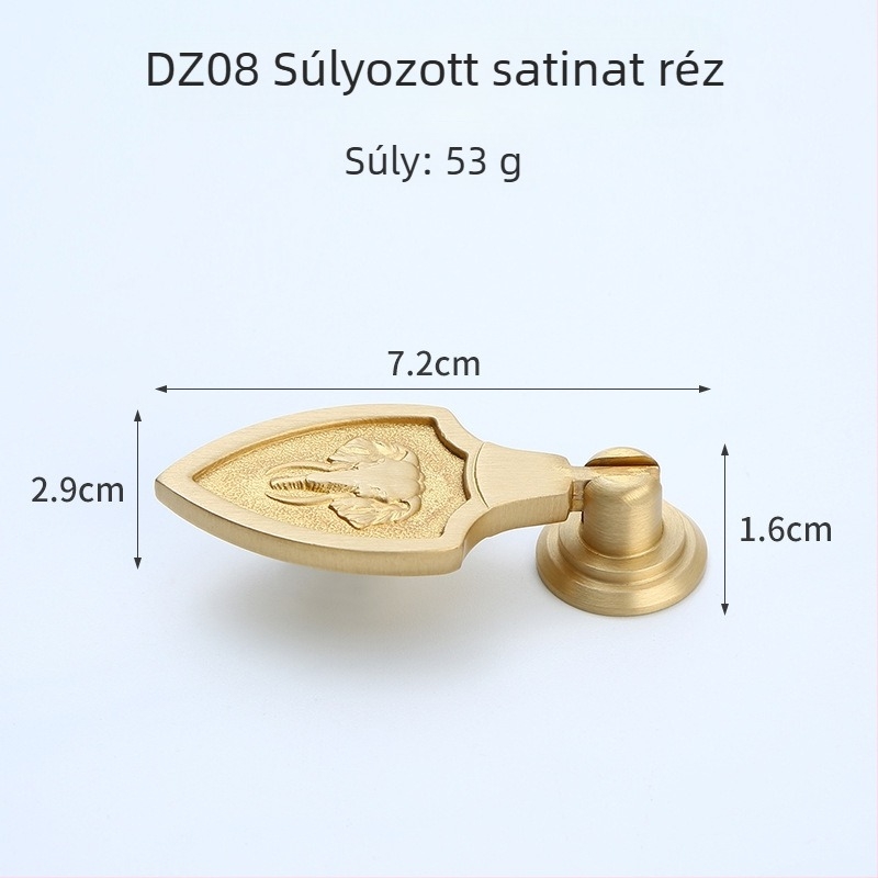 Fiók/szekrény fogantyú — sárgaréz, huzalos felülettel, új kínai stílus, Modell 1