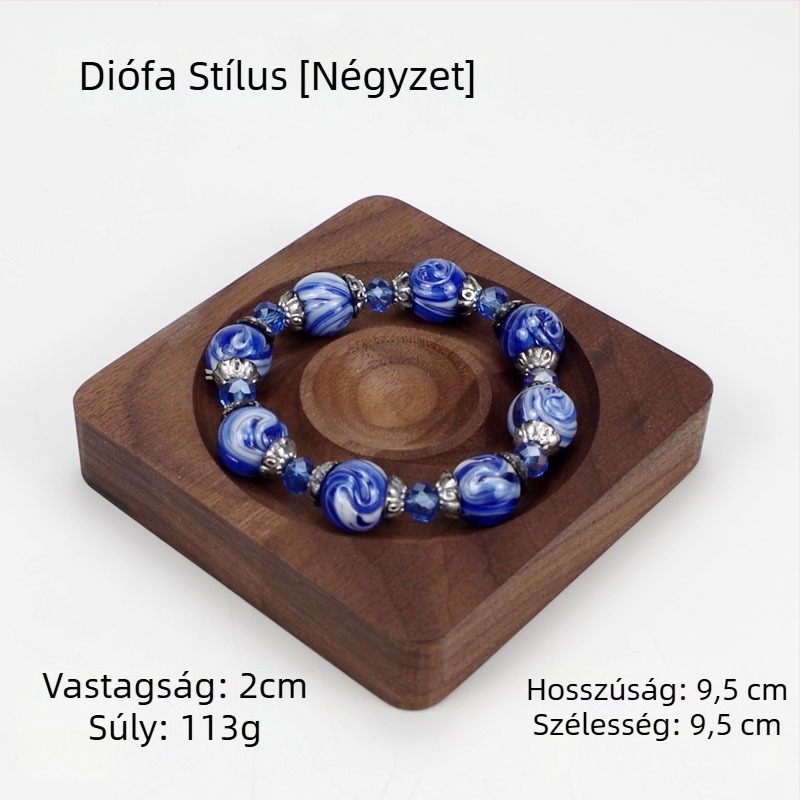 Fából készült ékszer kiállító tál – kézműves, egyrétegű, masszív fa, antik stílus, illesztés