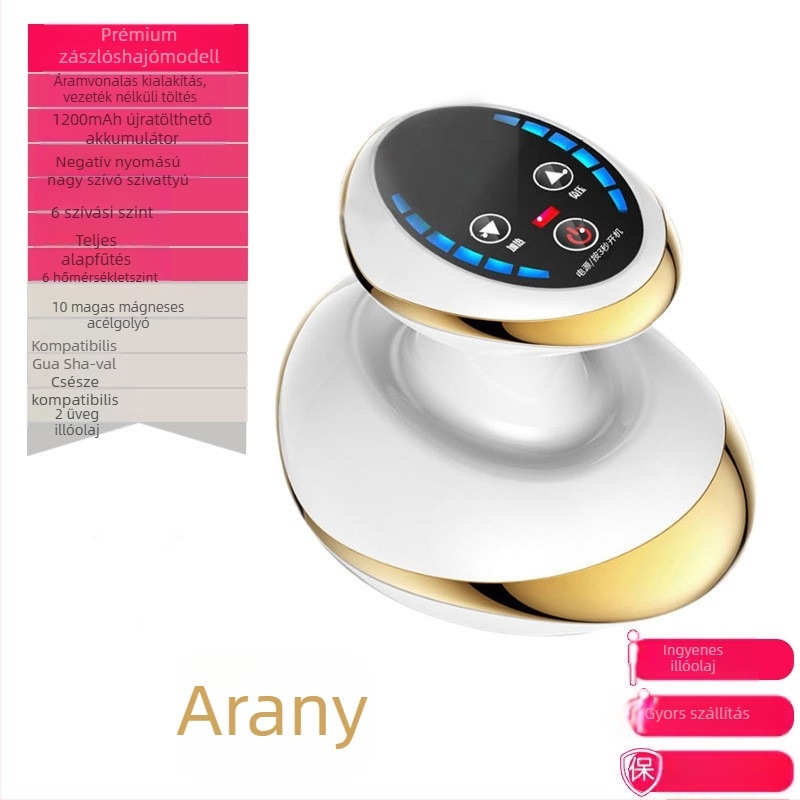 Elektronikus masszírozó készülék vákuum- és kaparó funkcióval, modell SWN-3301, USB tápellátás, hőmérséklet állítható 35–42°C, ABS ház, 1200mAh akkumulátor