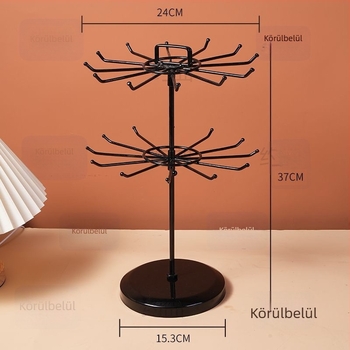 Forgó kijelzős TPR ékszeres polc, kétszintes, nőies stílus, Yuequ