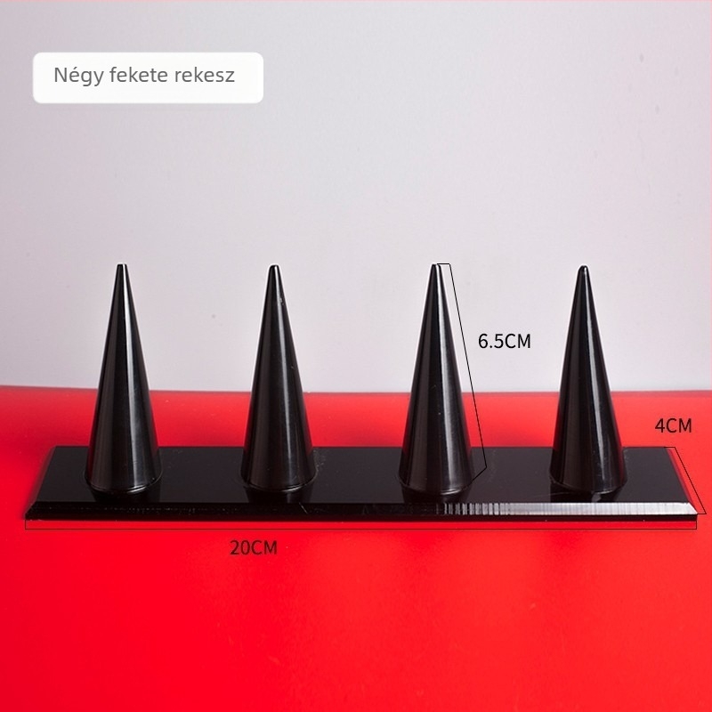 Akril konuszos gyűrűkészítő állvány, stílus: hegyes ujj, egyrétegű, összeillesztett kivitel
