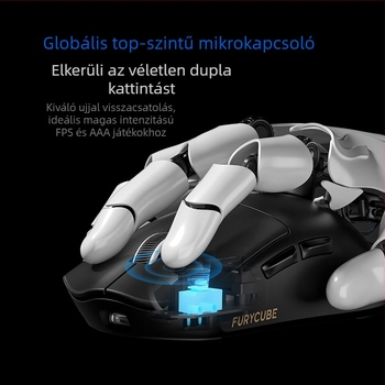Furycube G9 Három üzemmódú vezeték nélküli Gaming egér PAW331 optikai érzékelővel, 6 gomb, DPI 12000-ig, USB-kábel 1,5 m, 2,4 GHz vezeték nélküli kapcsolat