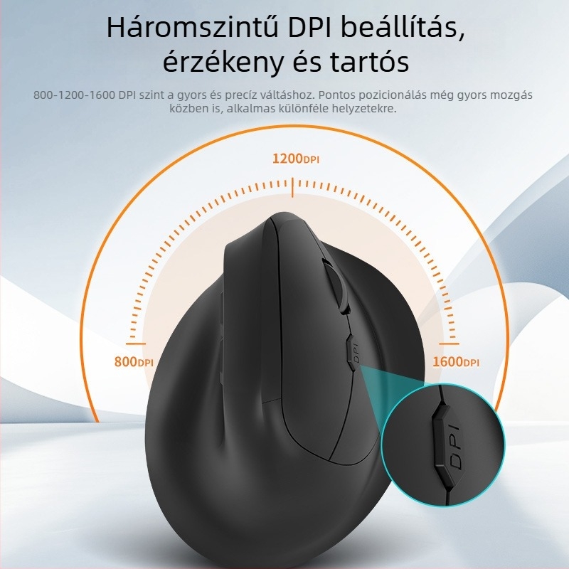 Ergonomikus függőleges Bluetooth egér, újratölthető, kettős üzemmód, csendes vezeték nélküli egér otthoni és játékhoz
