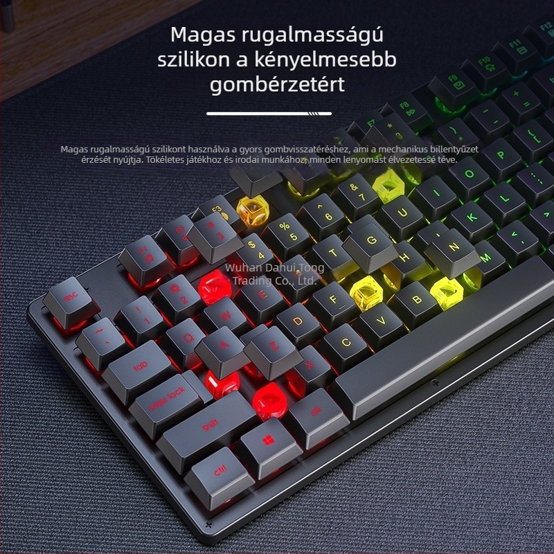 AULA Wolf Spider S3005 vezetékes irodai halk billentyűzet, 104 gomb, USB csatlakozás, numerikus blokk, kevert háttérvilágítás