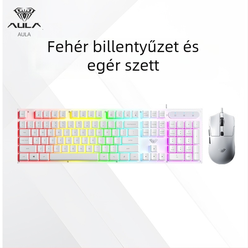 AULA Wolf Spider S3005 vezetékes irodai halk billentyűzet, 104 gomb, USB csatlakozás, numerikus blokk, kevert háttérvilágítás