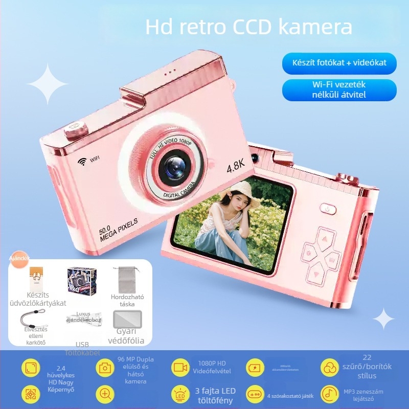 Retro CCD digitális kamera, 3x optikai zoom, belépő szintű modell, CCD szenzor