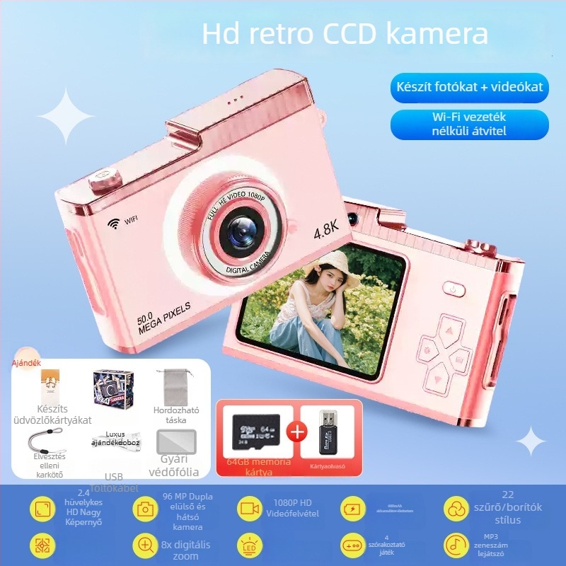 Retro CCD digitális kamera, 3x optikai zoom, belépő szintű modell, CCD szenzor