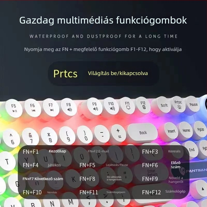USB-s vezetékes billentyűzet és egér készlet, háttérvilágítással, asztali számítógépekhez és laptopokhoz
