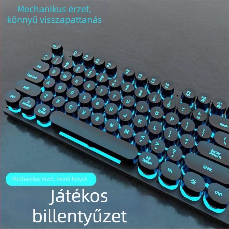 USB-s vezetékes billentyűzet és egér készlet, háttérvilágítással, asztali számítógépekhez és laptopokhoz