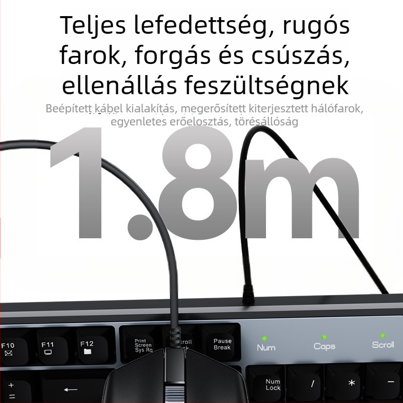 Weige vezetékes billentyűzet- és egérkészlet – USB, 1,8 m kábel, 1200 dpi, ergonómikus, vízálló