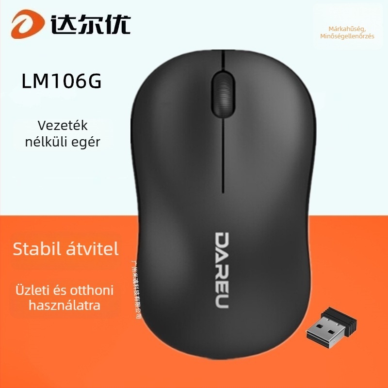 LM106G vezeték nélküli egér, USB interfész, 2.4G kapcsolat, 1000 DPI, 3 gombos, ergonikus kialakítás