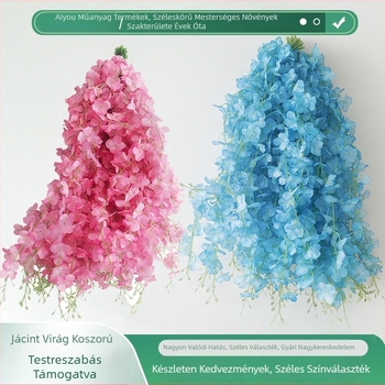Mesterséges wisteria kúszó dekoráció belső térhez - egyetlen ág, anyagok: műanyag és selyem virágok, mennyezeti akasztó