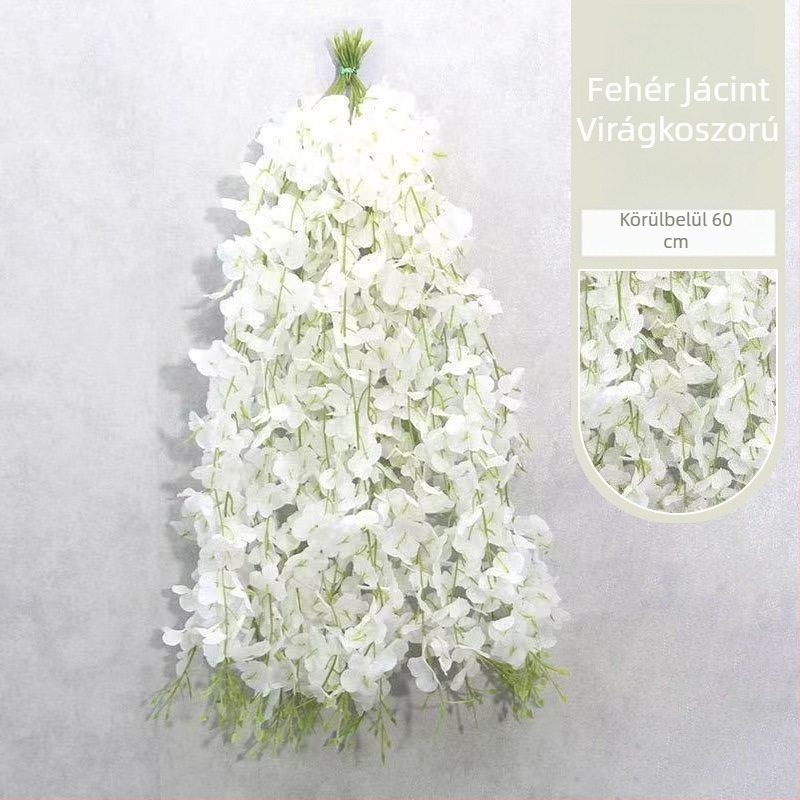 Mesterséges wisteria kúszó dekoráció belső térhez - egyetlen ág, anyagok: műanyag és selyem virágok, mennyezeti akasztó