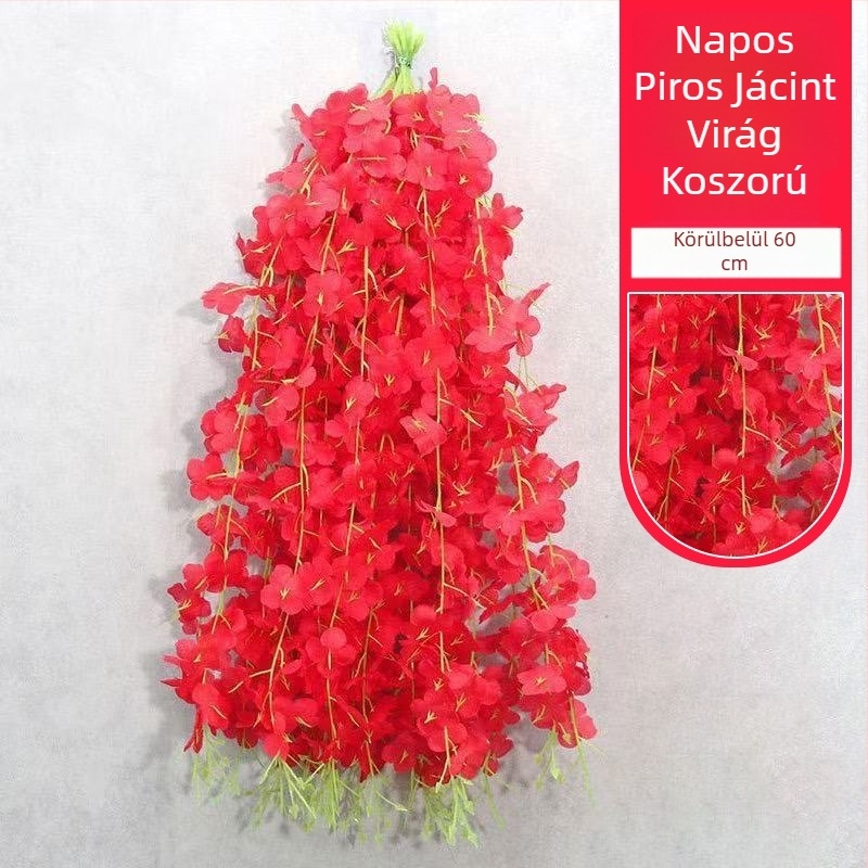 Mesterséges wisteria kúszó dekoráció belső térhez - egyetlen ág, anyagok: műanyag és selyem virágok, mennyezeti akasztó