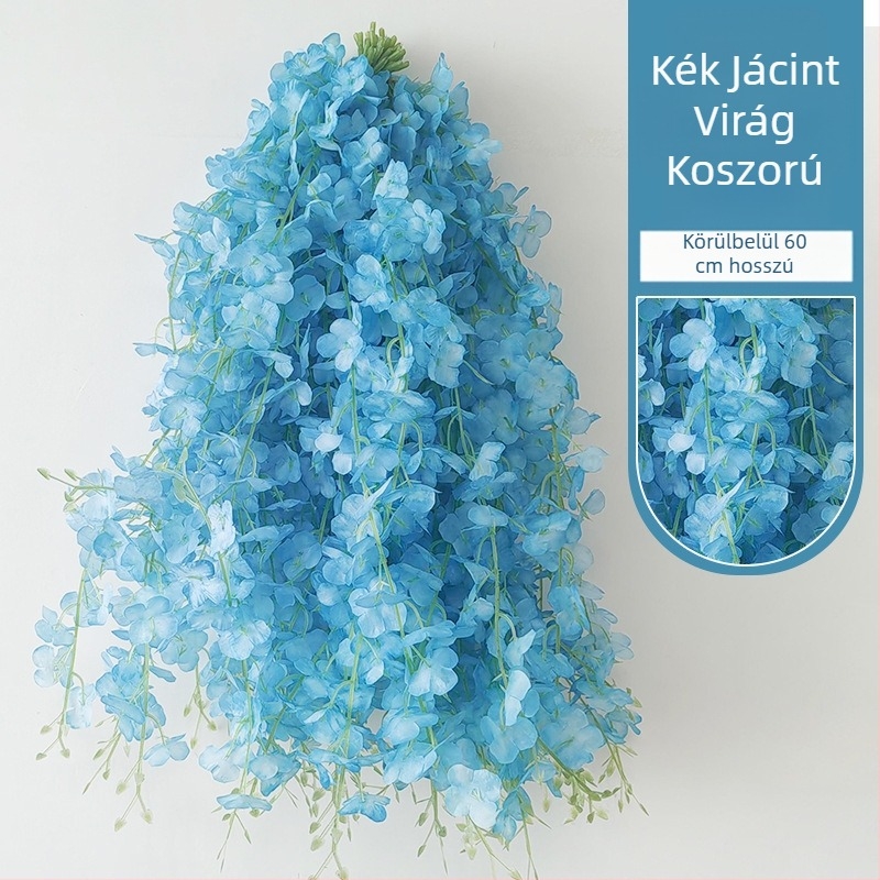 Mesterséges wisteria kúszó dekoráció belső térhez - egyetlen ág, anyagok: műanyag és selyem virágok, mennyezeti akasztó