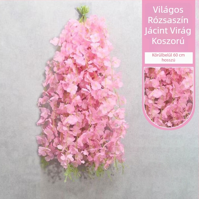 Mesterséges wisteria kúszó dekoráció belső térhez - egyetlen ág, anyagok: műanyag és selyem virágok, mennyezeti akasztó