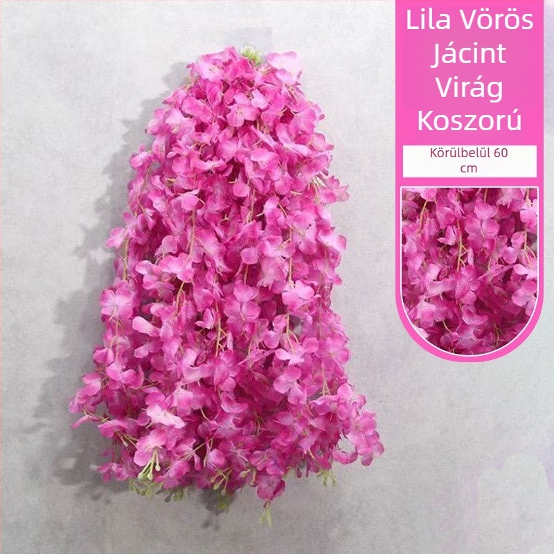 Mesterséges wisteria kúszó dekoráció belső térhez - egyetlen ág, anyagok: műanyag és selyem virágok, mennyezeti akasztó