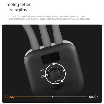 LED dupla karos töltőfény élő közvetítéshez és fotózáshoz, modell AL-20, 10-50W, 5V, függőleges rögzítés