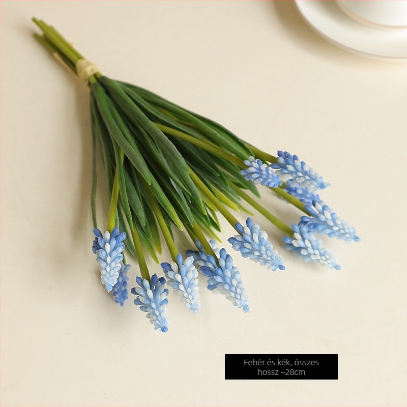 Hat csokor művirágok készlet: grape hyacinth és delphinium, műanyag anyag; esküvőre, otthoni dekorációhoz és fotórekvizitekt címekhez.