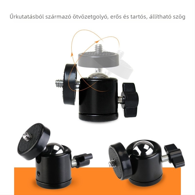 Fém pan-tilt fej tripodhoz (360° vízszintes forgás, 90° függőleges dőlés, menetes csatlakozás, 65 g)