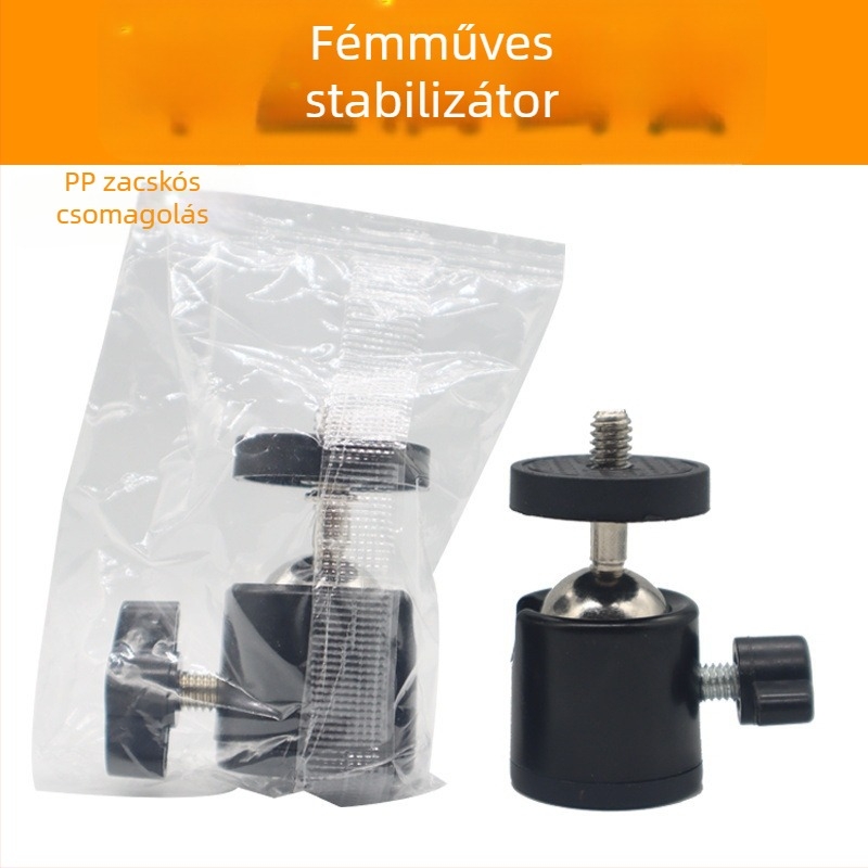 Fém pan-tilt fej tripodhoz (360° vízszintes forgás, 90° függőleges dőlés, menetes csatlakozás, 65 g)