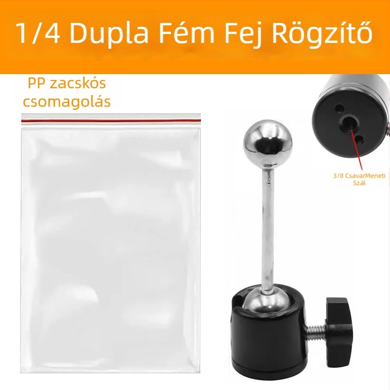 Fém pan-tilt fej tripodhoz (360° vízszintes forgás, 90° függőleges dőlés, menetes csatlakozás, 65 g)