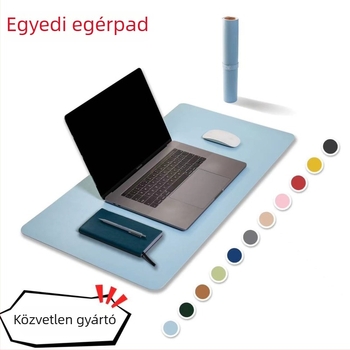 Bőr egérpad – nagy méretű, vízálló asztali pad, egyszínű, egyoldalas, csúszásmentes, logónyomás, OEM