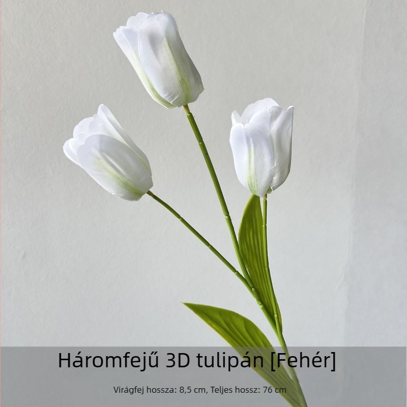 Flower Time 3D szatén tulipán virág, egyetlen ág, reliefes kidolgozás esküvői és otthoni dekorációhoz