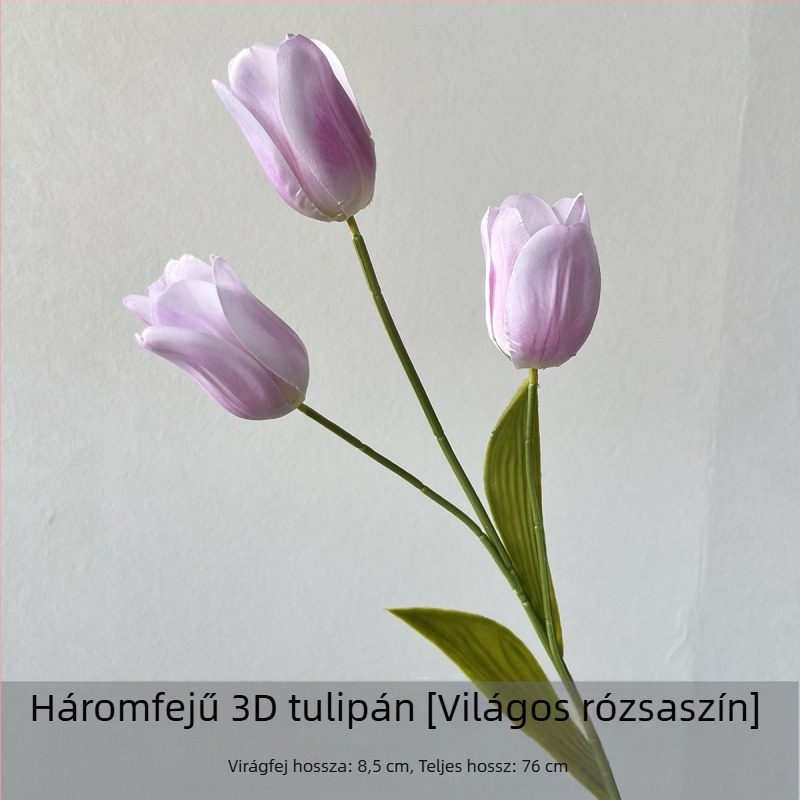 Flower Time 3D szatén tulipán virág, egyetlen ág, reliefes kidolgozás esküvői és otthoni dekorációhoz