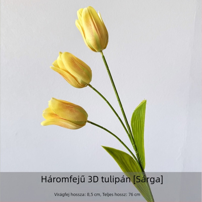 Flower Time 3D szatén tulipán virág, egyetlen ág, reliefes kidolgozás esküvői és otthoni dekorációhoz