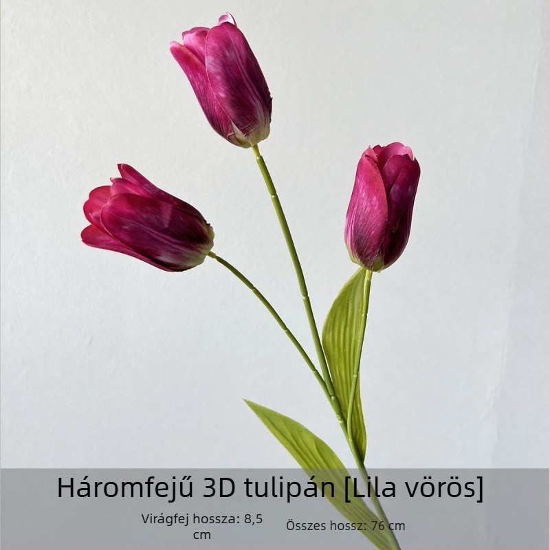 Flower Time 3D szatén tulipán virág, egyetlen ág, reliefes kidolgozás esküvői és otthoni dekorációhoz