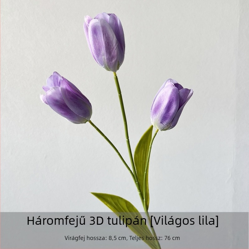 Flower Time 3D szatén tulipán virág, egyetlen ág, reliefes kidolgozás esküvői és otthoni dekorációhoz