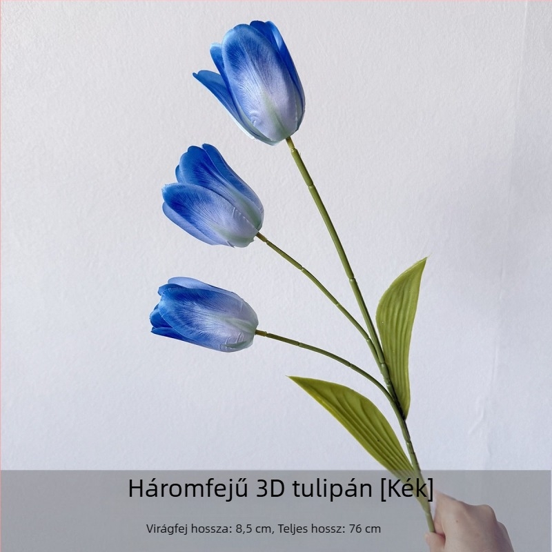 Flower Time 3D szatén tulipán virág, egyetlen ág, reliefes kidolgozás esküvői és otthoni dekorációhoz
