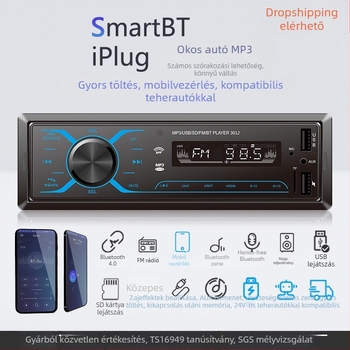 Semaitu autós MP3 lejátszó Bluetooth, USB/SD olvasó, modell 520, ABS ház, 12V/24V tápellátás