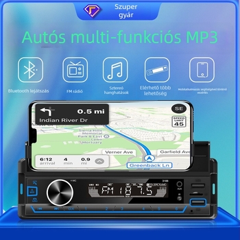 Semaitu autós MP3 lejátszó Bluetooth, USB/SD olvasó, modell 520, ABS ház, 12V/24V tápellátás