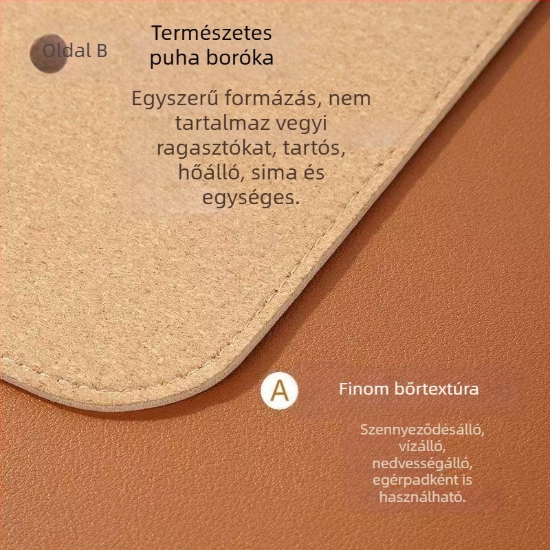 Bőrből készült asztali matt, dupla oldalú, csúszásmentes, varrásos kivitel, logó nyomtatására lehetőség (102-es modell)