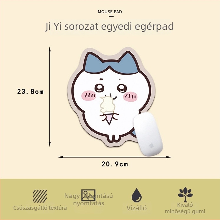 Capybara alakú egérpad iroda- és játékhoz; bőr és gumi felület; karikatúra dizájn; csúszásmentes alap.